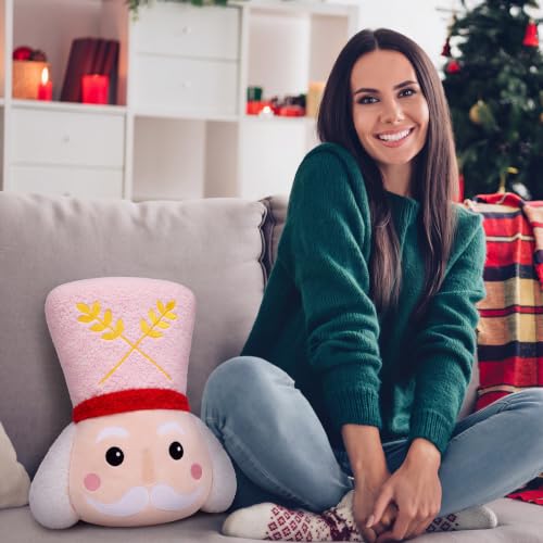 Pink Nutcracker Throw Pillow by Chunful – Christmas Decor 14.5 x 13 in