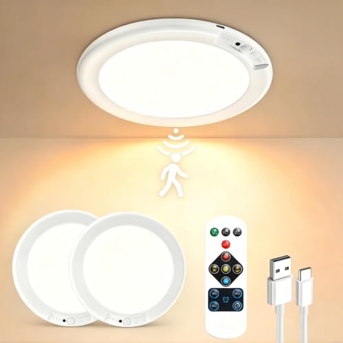 Supokeh 2 Pack Rechargeable Ceiling Lights with Motion Sensor and Magnetic Mount – White