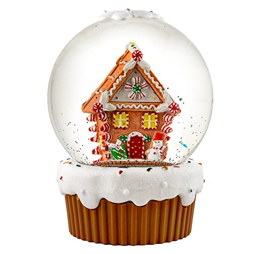 120mm Gingerbread House Musical Water Globe - Christmas Decor, Light Up & Plays Tunes