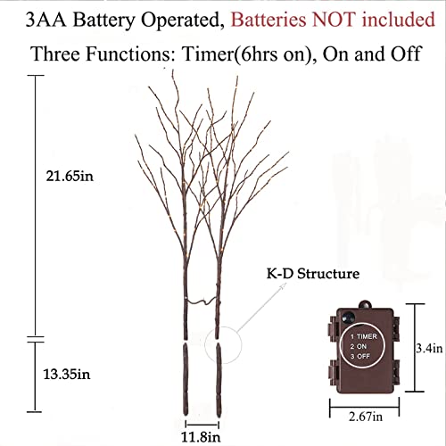 Birchlitland Lighted Brown Branches 32IN 100 LED with Timer - Artificial Tree Branch for Holiday & Home Decor - Variation of 100L-Brown/32IN