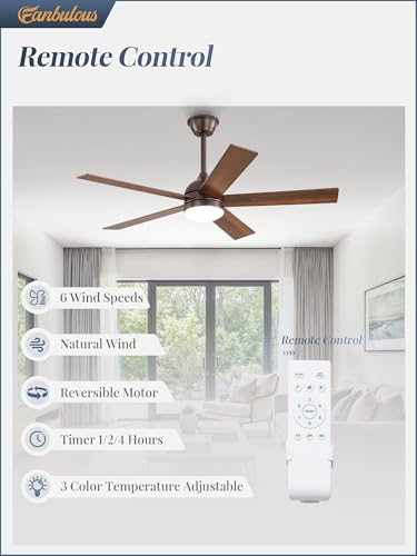 Fanbulous Oil Bronze 48-Inch Ceiling Fan with Light & Remote, Reversible Blades