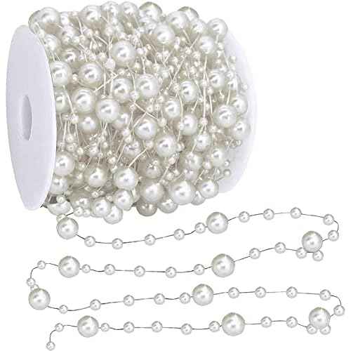 66 Ft Christmas Beads Garland Decoration Pearl Strands Chain for Christmas Tree Decoration Indoor Outdoor Home Mantle Fireplace Holiday Decor