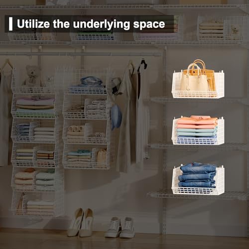 Jautokerdar 6-Tier White Hanging Closet Organizer with Dividers & Hooks