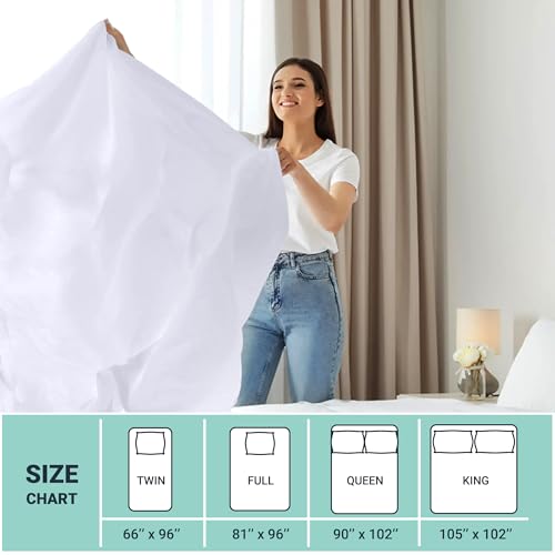 ZPECC White Twin Flat Sheets 12 Pack with Color-Coded Hem Threads