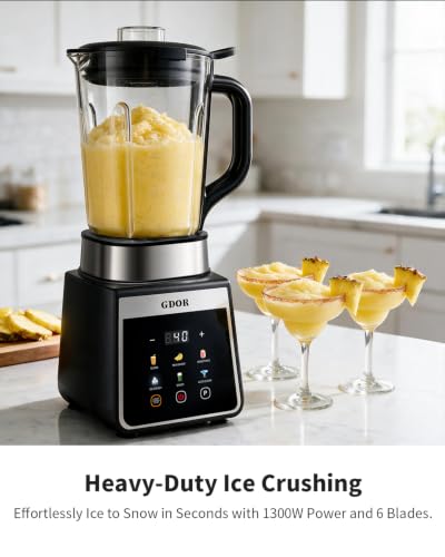 1300W Heavy Duty Blender with 6 Presets, 74oz & 22oz Capacity, Ice Crushing