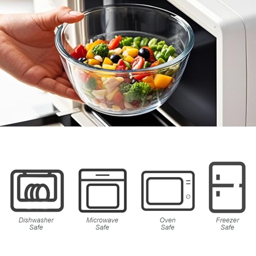 M MCIRCO 4-Pack Glass Mixing Bowls with Lids Set, 0.8 to 4.8 Qt, BPA-Free