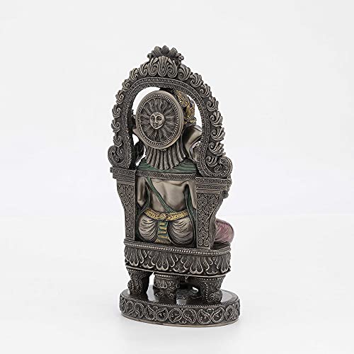 Lord Ganesha Sitting on Throne Statue - Hindu Elephant God Decor 10.25 Inch