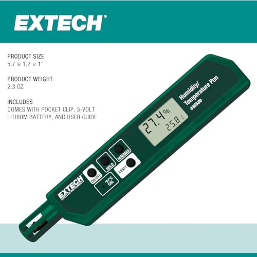 Digital Humidity and Temperature Pen - Compact Indoor Monitor with Dual LCD