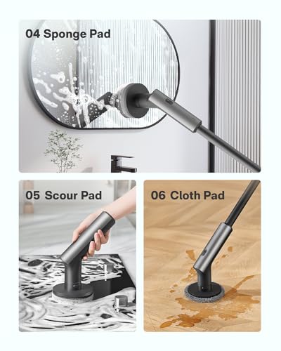 HOTO Cordless Electric Spin Scrubber, 6 Brush Heads, for Bathroom,
