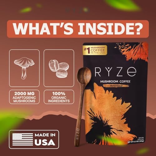 RYZE Mushroom Coffee Starter Kit - Signature Dark Roast, 60 Servings, Pack of 2