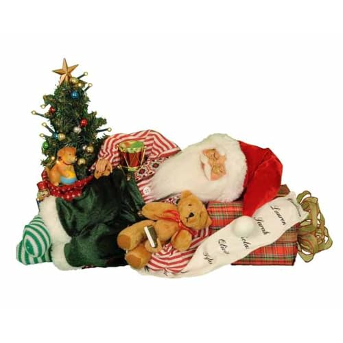 Lighted Santa Figurine - Handmade Napping Christmas Decoration, 17 Inches