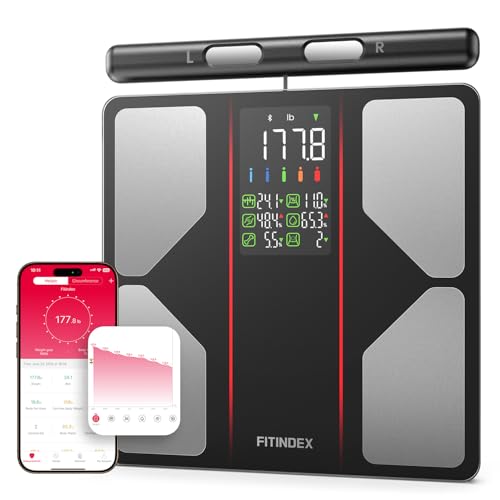 FITINDEX 8-Electrode Smart Body Composition Scale with Handle | 50+ Metrics