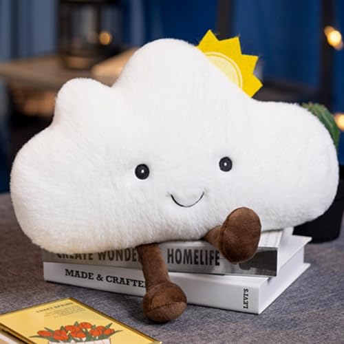 Sun Shaped Plush Pillow,Smiling Fun Filled Sun, Stars, Moon, Cloud Shaped Plush Toys for Home Decoration, as Birthday Gifts for Children and Girls (Clouds)