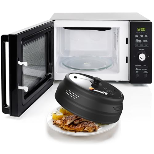 EZY ACTIVE Black Collapsible Microwave Cover for Food, 10.5-12 Inch Plates & Bowls