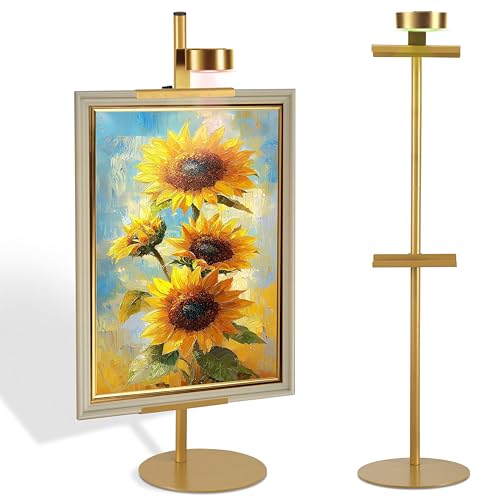 Adjustable Desktop Photo Frame Stand with Magnetic Wall Light - Gold, 30 Inch