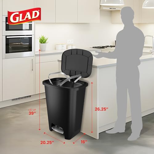Black Premium 20 Gallon Trash Can with Clorox Odor Protection & Step Pedal - Rectangular Waste Bin