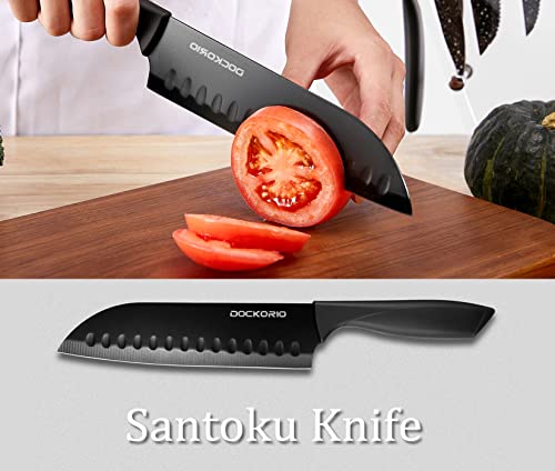 Dockorio Black 19-Piece Kitchen Knife Set with Block - High Carbon Stainless Steel