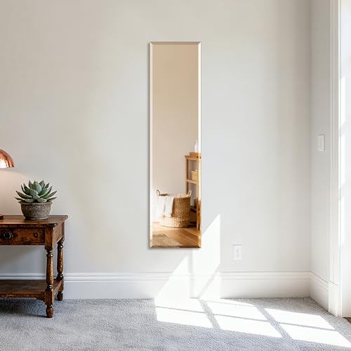 48x12 Inch Frameless Full Length Wall Mirror - Modern Bathroom Vanity Mirror - Ruomeng