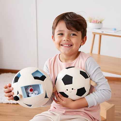 Ryttir 11 Inch Creative 3D Simulation Soccer Pillow,Fluffy Cars Pillow Football Toy Outdoor Cushions for Ball Owners,Clever Boy's and Girl's Room Christmas Decor