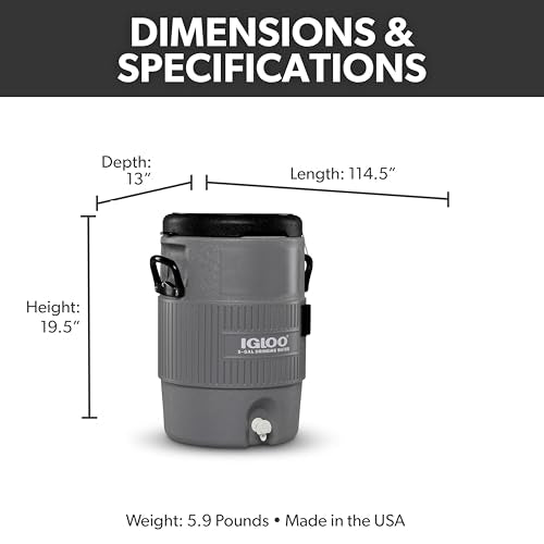 Igloo 5 Gallon Grey Insulated Cooler with Spout | Portable Beverage Dispenser