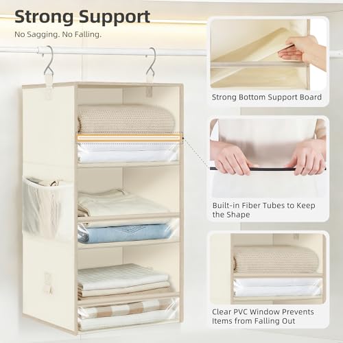 Storage Maniac Beige 6-Shelf Hanging Closet Organizer - Separable & Collapsible