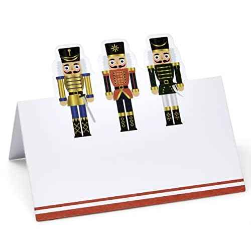 Gift Boutique 100 Pack Christmas Place Cards Holiday Seating Name Card Die Cut Xmas Nutcracker Table Setting Folded Paper Tent Cards for Dinner Wedding Tables Placement Party Decorations 2" x 3.5"