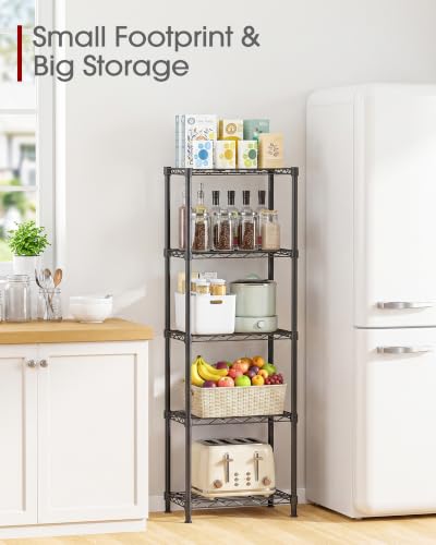 Sakugi Black 16x10x55.1-inch 5-Tier Metal Shelving Unit - Easy Assembly