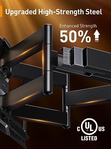 Perlegear Full Motion TV Wall Mount 45-95 Inch Max 150 lbs - No LED, Wood Stud Compatible