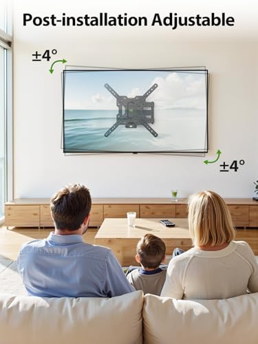 Full Motion TV Wall Mount for 26-65 Inch LED TVs - Swivel Tilt Articulating Bracket, VESA 400x400mm, Up to 77lbs, Space-Saving Design, Easy Install