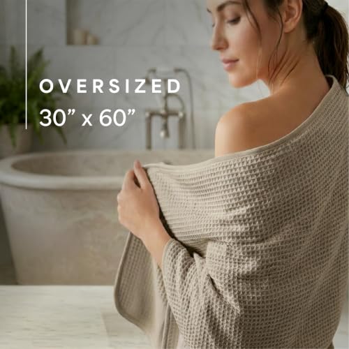 Beige Microfiber Waffle Bath Towels 4 Pack - Quick-Dry & Absorbent