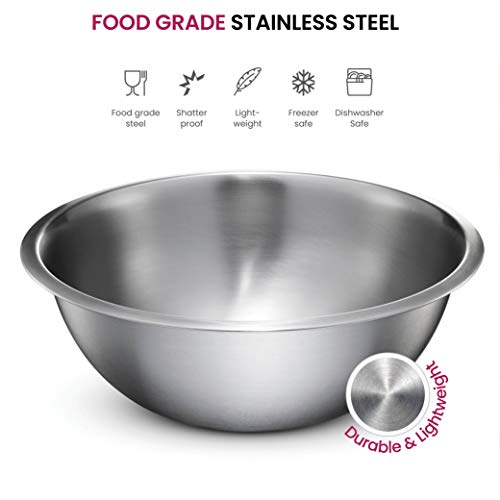 FineDine 6 Pack Stainless Steel Mixing Bowls Set - 6 Sizes, Durable Kitchen Prep