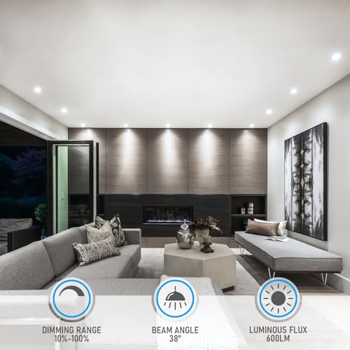 6-Pack 2 Inch LED Recessed Lighting with 5 CCT Adjustable, CRI90, Dimmable