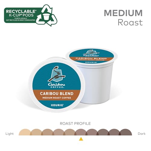 Caribou Blend Coffee Pods - Medium Roast, 10 Count Pack of 6 for Keurig