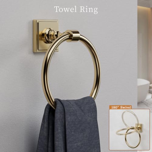 VEHCIL Champagne Bronze 5-Piece Bathroom Accessories Set with Towel Bar & Hooks