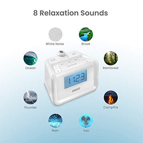 Homedics Dual Alarm Clock Radio with Time Projection & Nature Sounds - 1 Pack