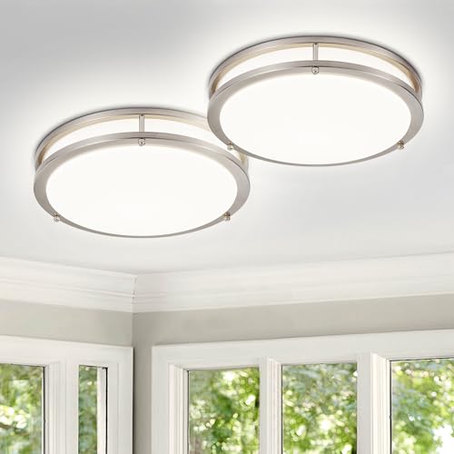 2Pack 13-Inch Flush Mount LED Ceiling Light Dimmable 5CCT Nickel Finish