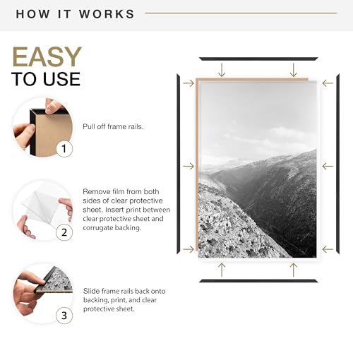 MCS Original Poster Frame Set - 22.375x34 Inch Black Wall Art Frames - 2 Pack