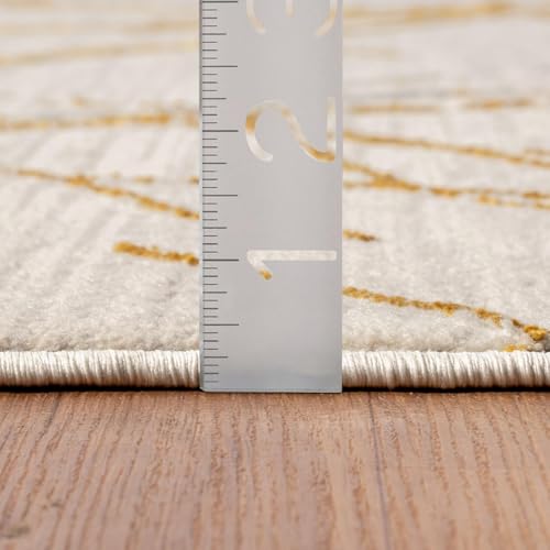 LUXE WEAVERS Modern Gold Abstract Non-Shedding Area Rug 5x7 ft