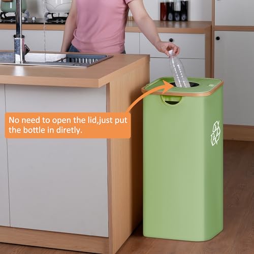 iEGrow 110L Green Recycling Bin with Lid, 29 Gallon, Foldable & Removable Bags