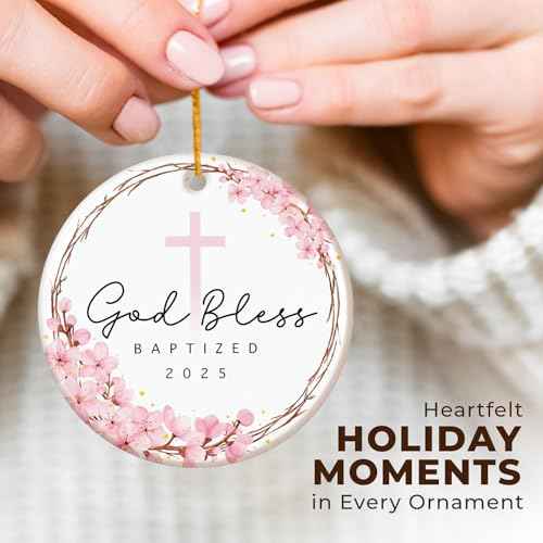 ZAGKOO Easter Baptism Gifts for Girls - Christening Ornament for Baby Girl, Kids, Women - Godchild Gift from Godparents - Religious Easter Decorations, God Bless Baptized Christmas Ornament 2025