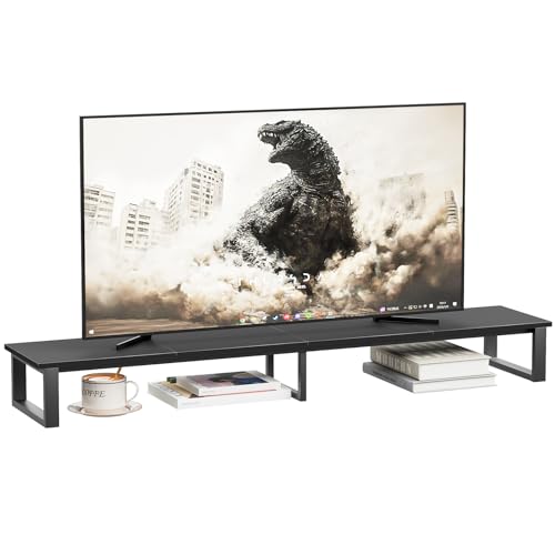 59 Inch TV Riser Stand with Steel Legs - Black, Fits 32-75 Inch TVs