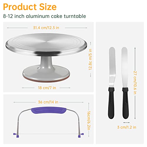 Round 25PC Cake Decorating Turntable Set with Aluminum Stand & Accessories