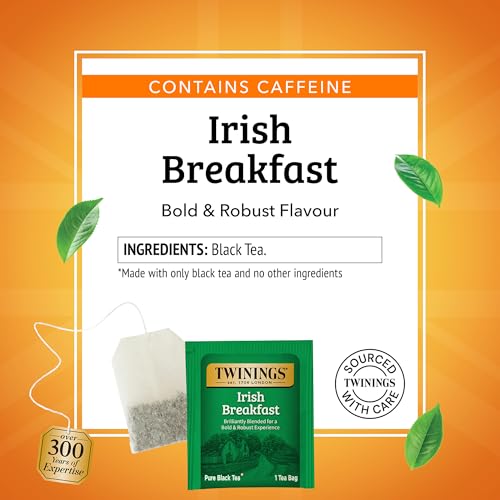 Twinings Irish Breakfast Black Tea Bags - 50 Count Pack of 6, Bold & Rich, Individually Sealed