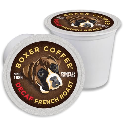 Boxer Coffee Swiss Water Decaf French Roast Coffee Pods 48ct - K-Cup Compatible, Eco-Friendly, Deep Dark Roast