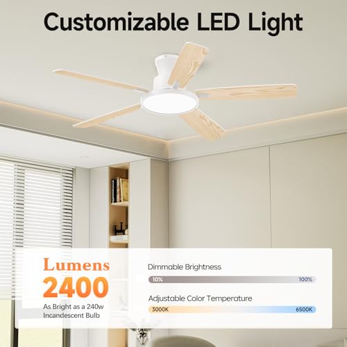 52-Inch Smart Ceiling Fan with Lights, Alexa & Google Compatible, White