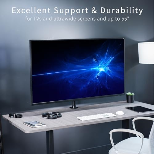 Black TV Desk Mount for 23-55 Inch Screens - Full Motion Height Adjustable