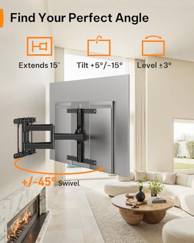 Ultra Slim TV Wall Mount for 42-90 Inch TVs up to 132 lbs - Full Motion, Space Saving
