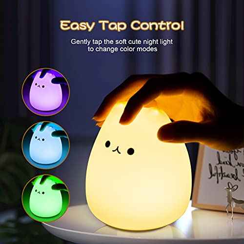 Litake LED Cat Night Light for Kids, Battery Powered Silicone Animal Cute Cat Nursery Night Lights, Portable Night Light, Ideal Multicolor Gifts for Women, Baby, Children, Toddlers, Teen Girls