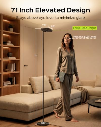 36W LED Floor Lamp with Adjustable Brightness & Color, Standing Lamp for Living Room & Bedroom