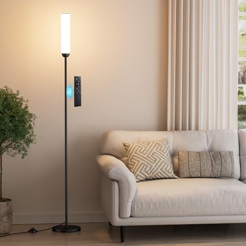 Black 65-Inch LED Floor Lamp with Remote Control & Foot Switch